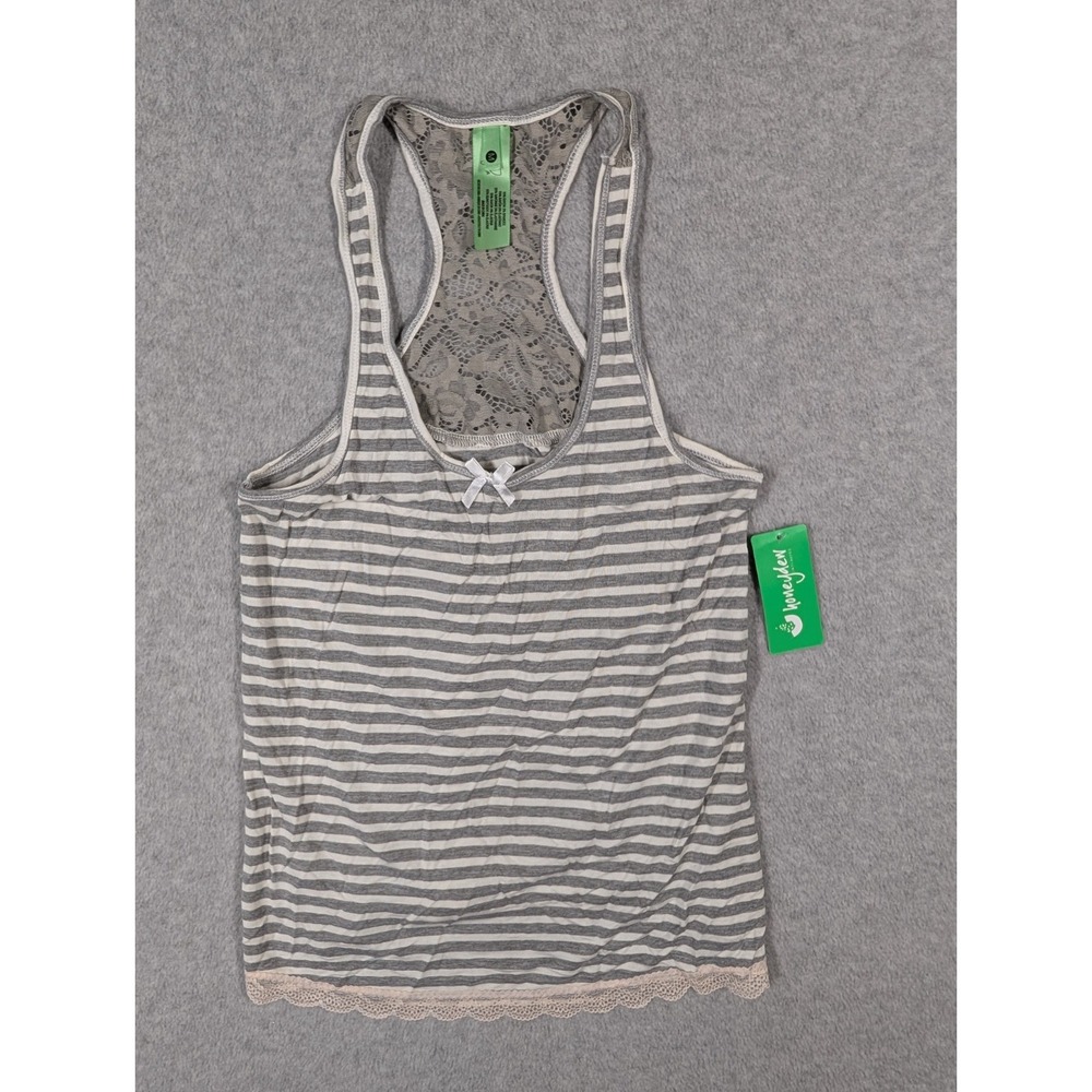 Honeydew Women‎ Top Medium NWT Striped Racerback Lace Trim Stretch Sleeveless